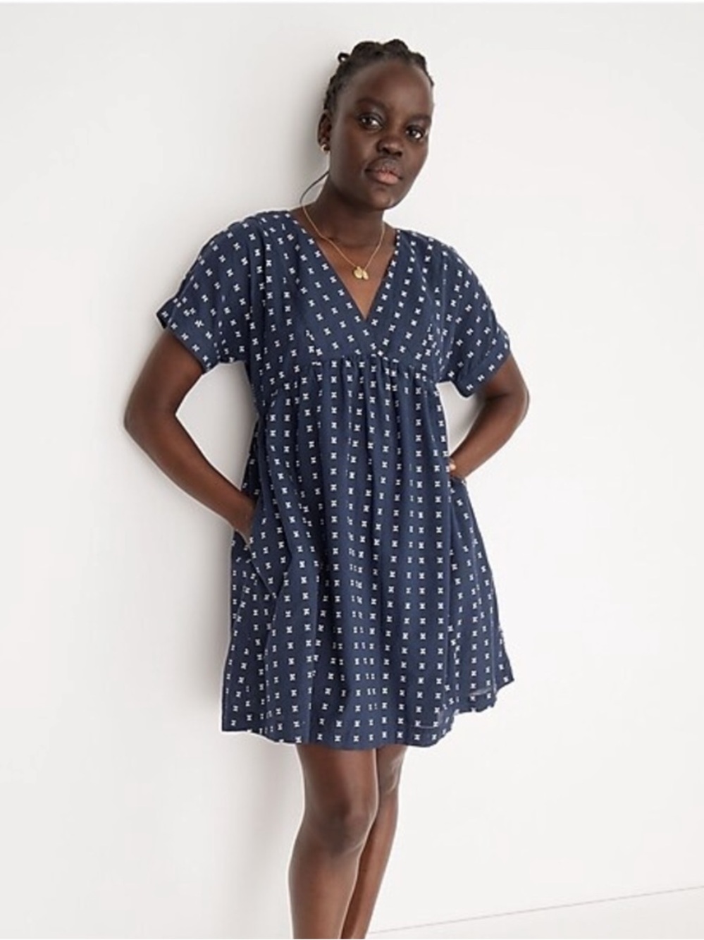 Madewell v-neck Dolman Sleeve Mini Dress Cotton size M